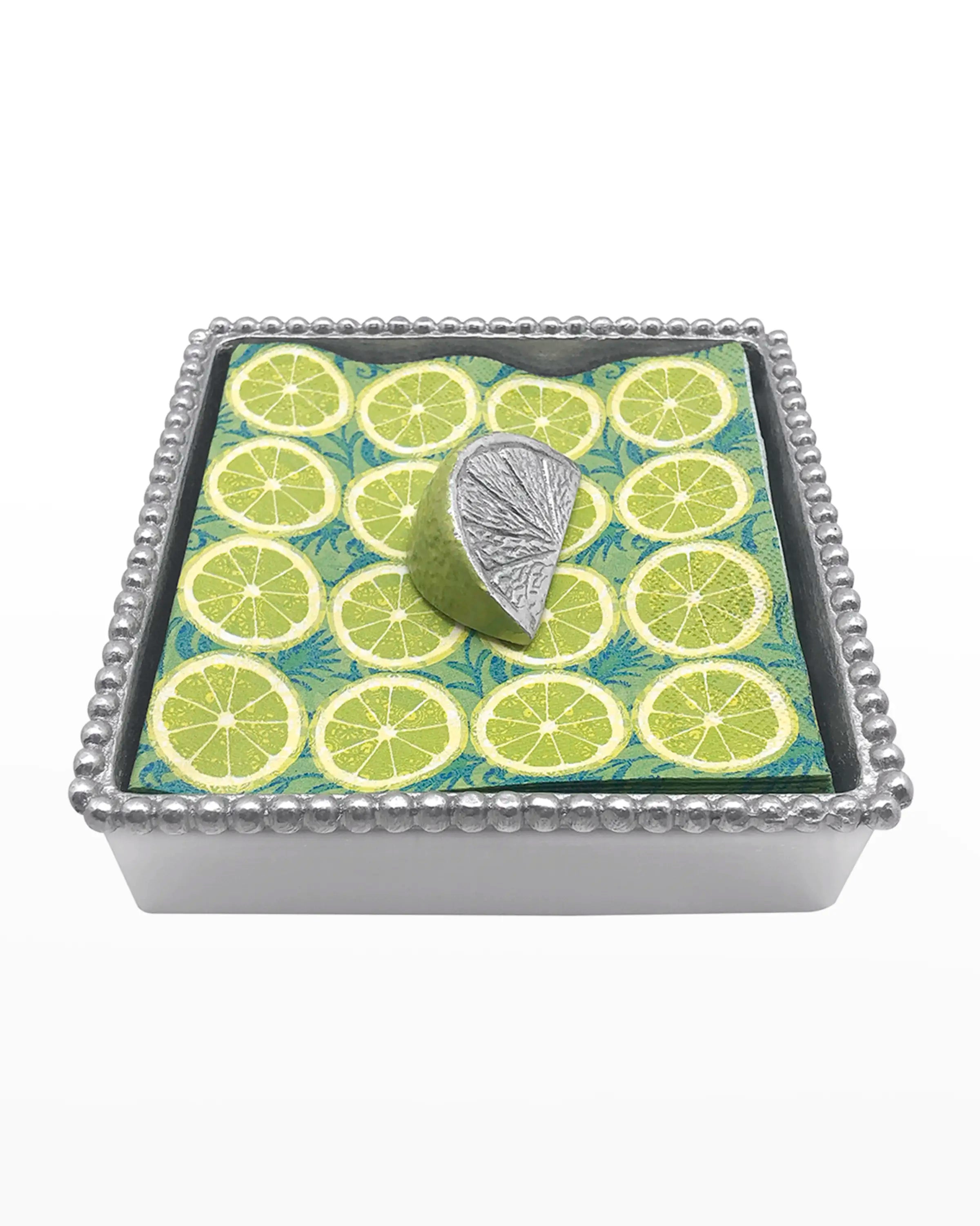 GREEN LIME WEDGE BEADED NAPKIN HOLDER