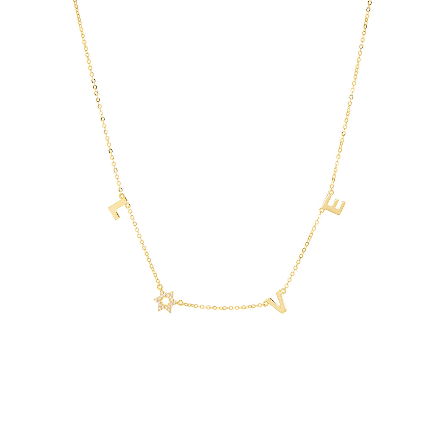 “LOVE” Star Of David Necklace - Gold Plated