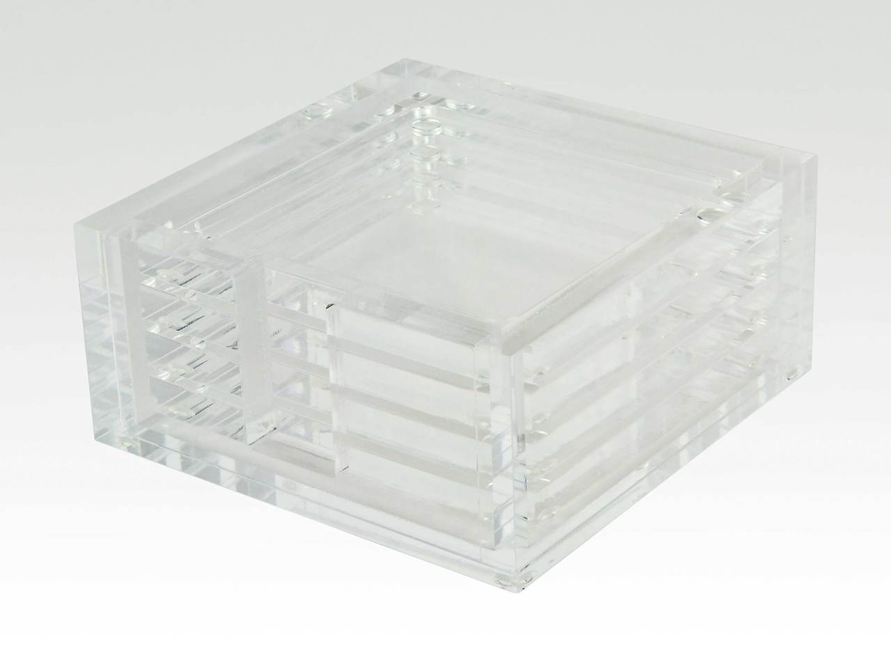 LUCITE COASTER SET - CLEAR