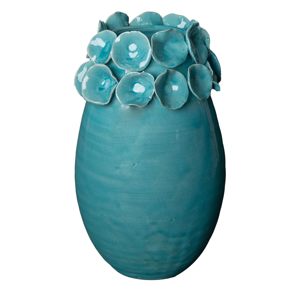 Vase w/ Petals - Turquoise