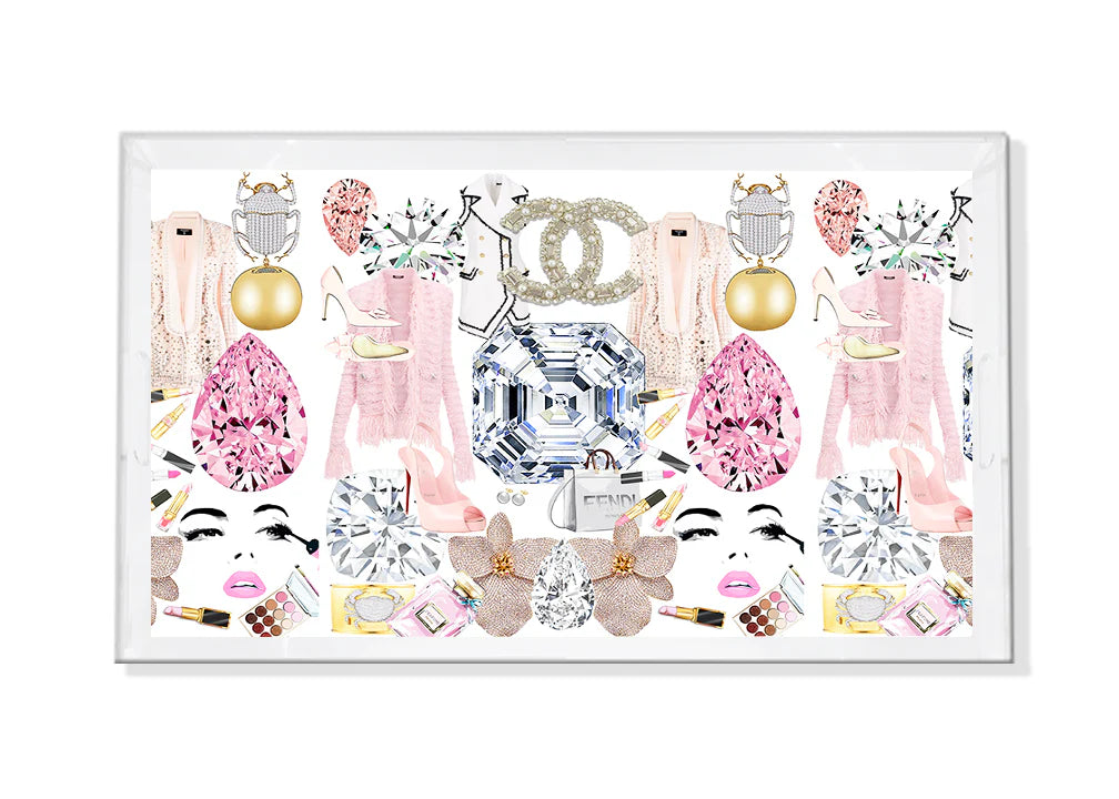 Bougie Women Nuevo Pink & White Tray