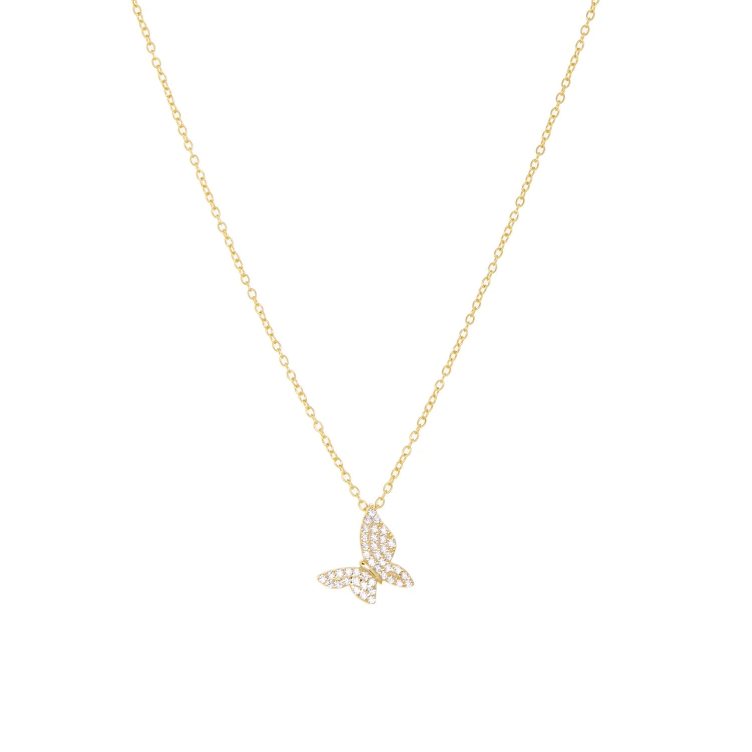 Dainty CZ Butterfly Gold Plated Necklace