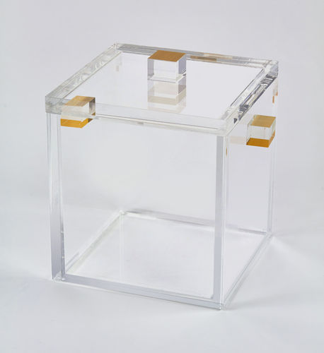 LUCITE CLEAR W/ GOLD ICE BUCKET