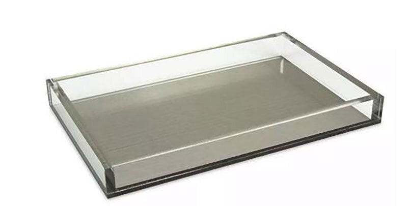 LUCITE TRAY 16x12x1.25 SILVER