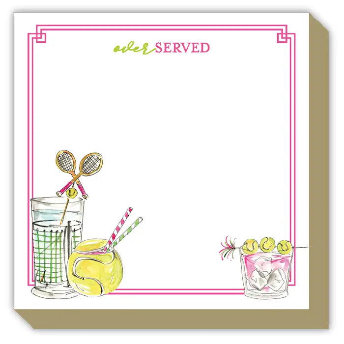 Over Served Tennis Cocktails Luxe Notepad