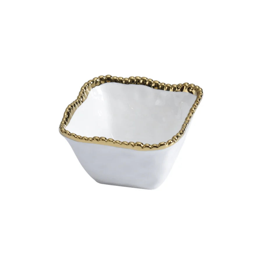 SQUARE SNACK BOWL WHITE/GOLD