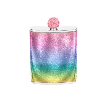 RAINBOW RHINESTONE FLASK 8oz MULTI