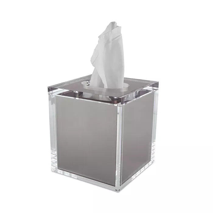 LUCITE TISSUE BOX SILVER