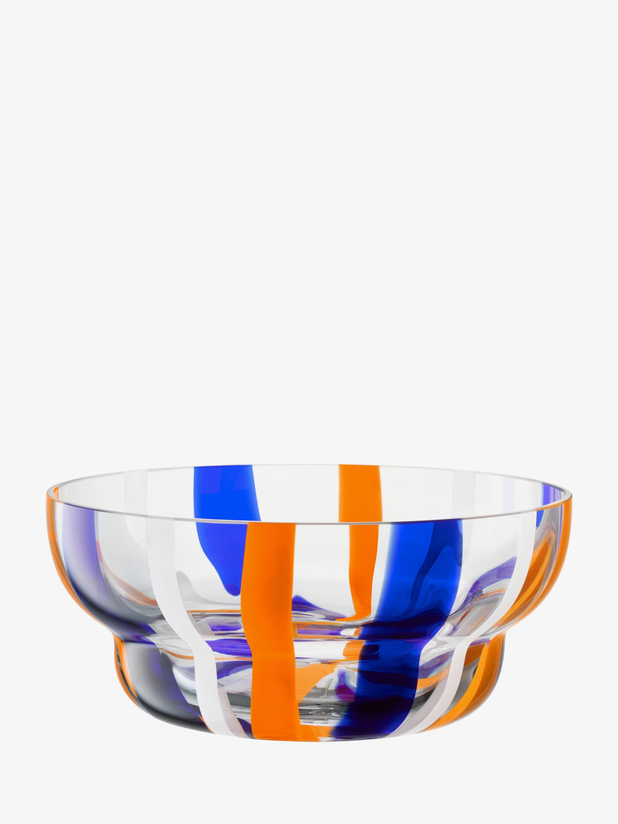 FOLK BOWL - 9.5" BLUE/ORANGE/WHITE