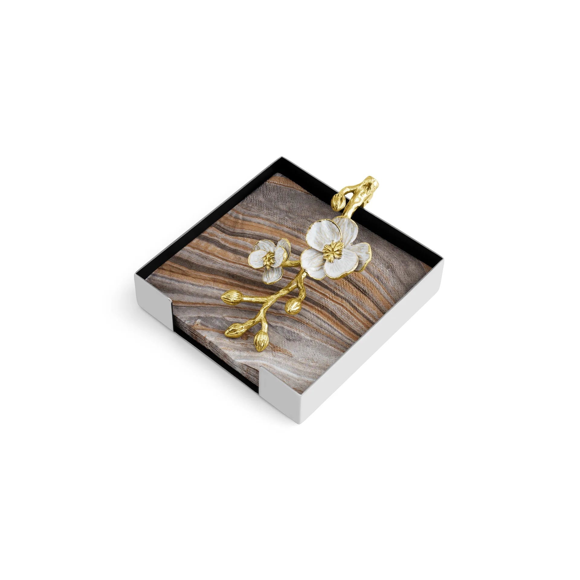 GOLD ORCHID COCKTAIL NAPKIN HOLDER