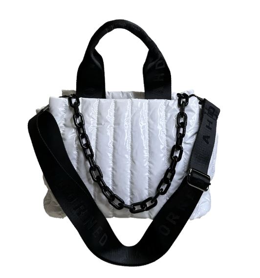 ROSIE LIQUID QUILTED NYLON TOTE - WHITE